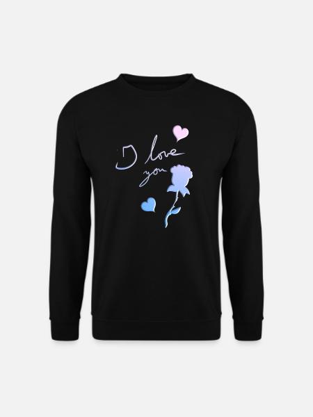 I love you rose flower hearts - Unisex Sweatshirt - black