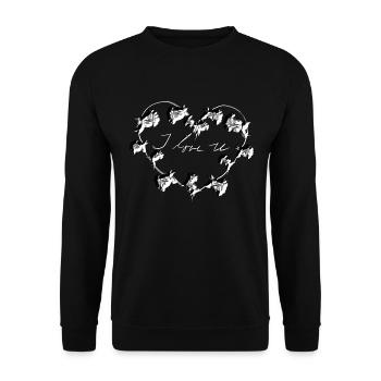 graue pflanzen herz blume ich liebe dich - Unisex Pullover - Schwarz - Vorne - Alina (178cm) & Michal (187cm)