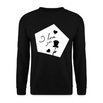 Je t’aime Symbole forme fleur - Sweat-shirt Unisexe - noir - Devant - Alina (178cm) & Michal (187cm)