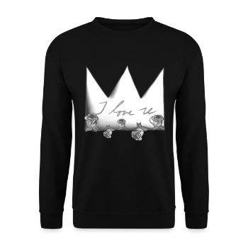 graue krone rosa rosen blumen ich liebe dich - Unisex Pullover - Schwarz - Vorne - Alina (178cm) & Michal (187cm)