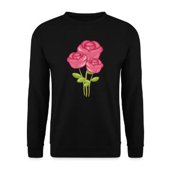 Three Pink Roses Symbol Nature - Unisex Sweatshirt - black - Front - Alina (178cm) & Michal (187cm)
