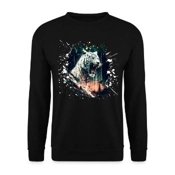 Tigre rugissant blanc en colère dans la jungle - Sweat-shirt Unisexe - noir - Devant - Alina (178cm) & Michal (187cm)