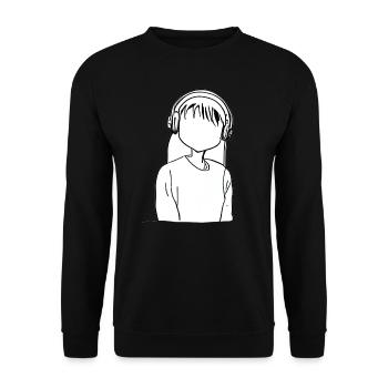 cartoon girl headphones anime - Unisex Sweatshirt - black - Front - Alina (178cm) & Michal (187cm)