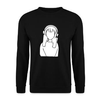 Manga Girl Headphones cartoon anime - Unisex Sweatshirt - black - Front - Alina (178cm) & Michal (187cm)