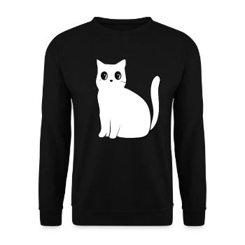 Cartoon Anime Katze Tier - Unisex Pullover - Schwarz - Vorne - Alina (178cm) & Michal (187cm)