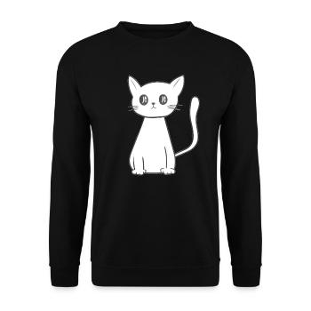 Cartoon Manga Katze Symbol tier - Unisex Pullover - Schwarz - Vorne - Alina (178cm) & Michal (187cm)