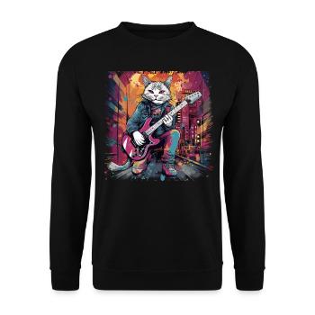 Cat Musicien E Guitare Smell N Roll Music Animal - Sweat-shirt Unisexe - noir - Devant - Alina (178cm) & Michal (187cm)