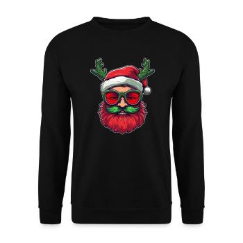 Ugly Christmas Santa Clause Logo Design - Unisex Sweatshirt - black - Front - Alina (178cm) & Michal (187cm)