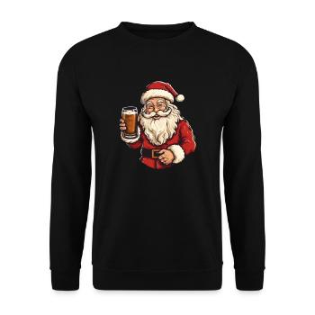 Santa Clause is crazy about beer - Unisex Sweatshirt - black - Front - Alina (178cm) & Michal (187cm)
