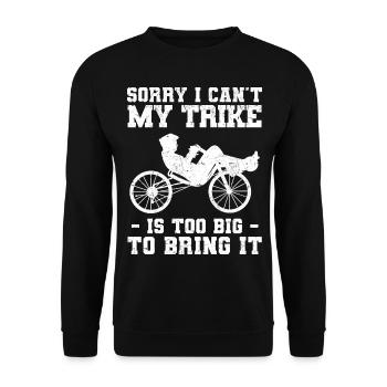 Velomobil | Recumbent Trike Triker Sport Geschenk - Unisex Pullover - Schwarz - Vorne - Alina (178cm) & Michal (187cm)