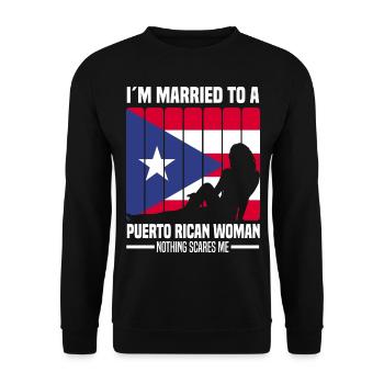Puerto Rico | Puerto Ricaner Flagge Geschenkideen - Unisex Pullover - Schwarz - Vorne - Alina (178cm) & Michal (187cm)