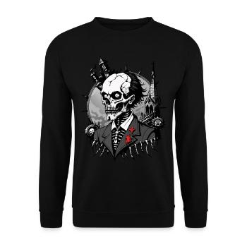 Crâne de l’entrepreneur de pompes funèbres // Crâne de fossoyeur FS0016 - Sweat-shirt Unisexe - noir - Devant - Alina (178cm) & Michal (187cm)