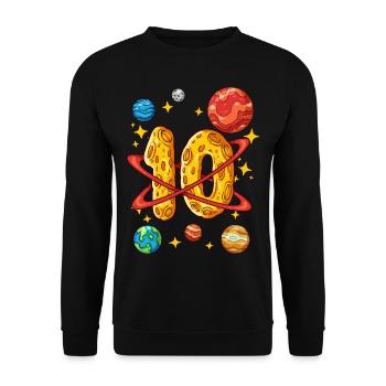 10 Anniversaire Astronaute de l’espace 10 ans - Sweat-shirt Unisexe - noir - Devant - Alina (178cm) & Michal (187cm)