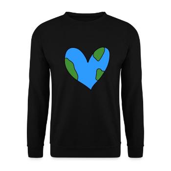 Welt Symbol Herz Erde - Unisex Pullover - Schwarz - Vorne - Alina (178cm) & Michal (187cm)