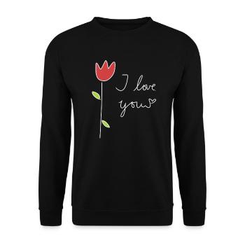 Rose Ich liebe dich Herz - Unisex Pullover - Schwarz - Vorne - Alina (178cm) & Michal (187cm)