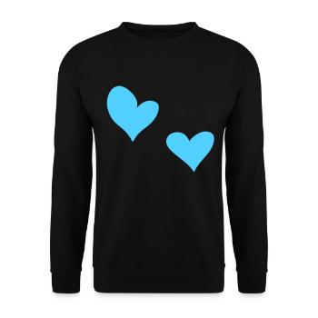 zwei Herzen Herz Symbol Liebe blau - Unisex Pullover - Schwarz - Vorne - Alina (178cm) & Michal (187cm)