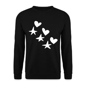 Hearts Stars Pattern Icon - Unisex Sweatshirt - black - Front - Alina (178cm) & Michal (187cm)