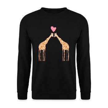 Girafe Animal Symbole Amour Girafes Animaux Coeur - Sweat-shirt Unisexe - noir - Devant - Alina (178cm) & Michal (187cm)