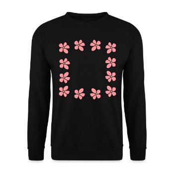 Pink Flower Frame Flower Plant Symbol Nature - Unisex Sweatshirt - black - Front - Alina (178cm) & Michal (187cm)