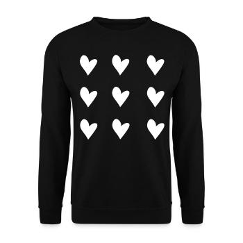 motif coeur coeur symbole forme amour - Sweat-shirt Unisexe - noir - Devant - Alina (178cm) & Michal (187cm)