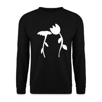 Flower Symbol Blossom Plant Shape Two Flowers - Unisex Sweatshirt - black - Front - Alina (178cm) & Michal (187cm)