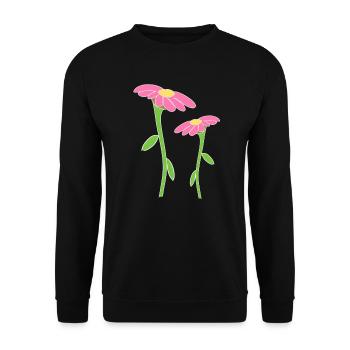 Flower Symbol Blossom Plant Two Flowers - Unisex Sweatshirt - black - Front - Alina (178cm) & Michal (187cm)