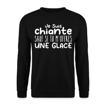 Woman who adores: . Funny Designs Humor - Unisex Sweatshirt - black - Front - Alina (178cm) & Michal (187cm)
