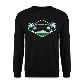 Bora Bora Palm Trees Sea Island Dream Beach Souvenir - Unisex Sweatshirt - black - Front - Alina (178cm) & Michal (187cm)
