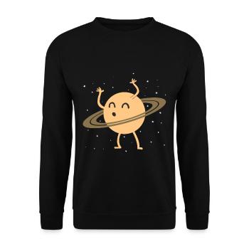 Saturn Ringe Planet lustig Geschenk - Unisex Pullover - Schwarz - Vorne - Alina (178cm) & Michal (187cm)