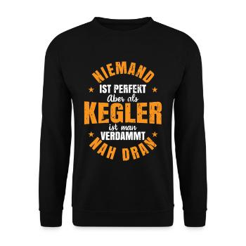 Kegler lustige Sprüche Humor Kegeln Bowler - Unisex Pullover - Schwarz - Vorne - Alina (178cm) & Michal (187cm)