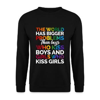 Gay Pride Spruch LGBT - Unisex Pullover - Schwarz - Vorne - Alina (178cm) & Michal (187cm)