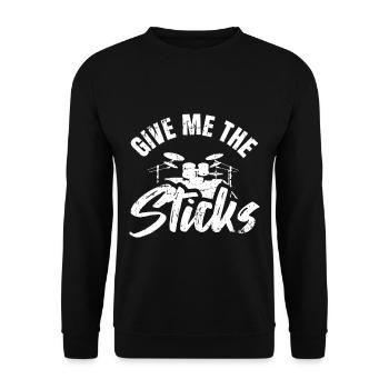 Batterie batterie baguettes - Sweat-shirt Unisexe - noir - Devant - Alina (178cm) & Michal (187cm)