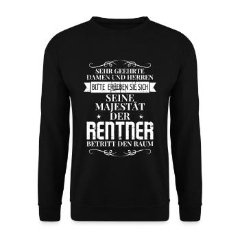 Rentner Spruch Ruhestand - Unisex Pullover - Schwarz - Vorne - Alina (178cm) & Michal (187cm)