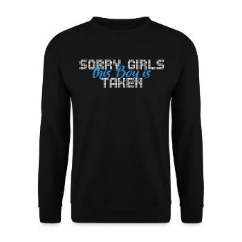 This boy is taken - Unisex Sweatshirt - black - Front - Alina (178cm) & Michal (187cm)