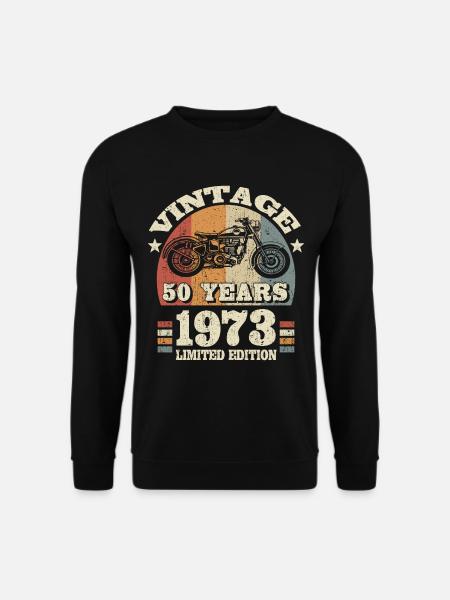 motorcycle biker vintage 1973 - 50 years old - Unisex Sweatshirt - black