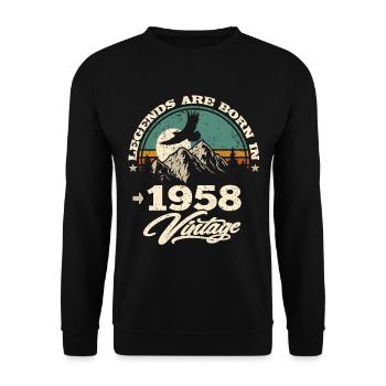 Legenden werden im 1958 geboren - Unisex Pullover - Schwarz - Vorne - Alina (178cm) & Michal (187cm)