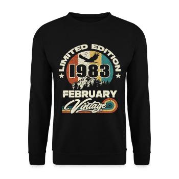 Vintage retro birthday february 1983 - Unisex Sweatshirt - black - Front - Alina (178cm) & Michal (187cm)