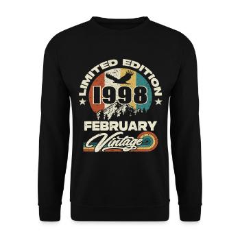 Vintage retro birthday february 1998 - Unisex Sweatshirt - black - Front - Alina (178cm) & Michal (187cm)