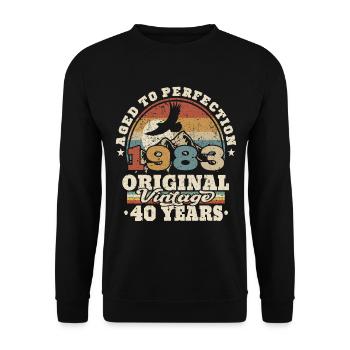 born in 1983 - 40 years old - Unisex Sweatshirt - black - Front - Alina (178cm) & Michal (187cm)