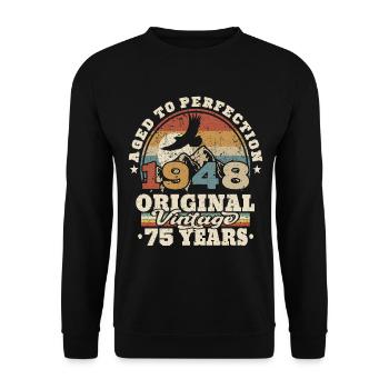 né en 1948 - 75 ans - Sweat-shirt Unisexe - noir - Devant - Alina (178cm) & Michal (187cm)