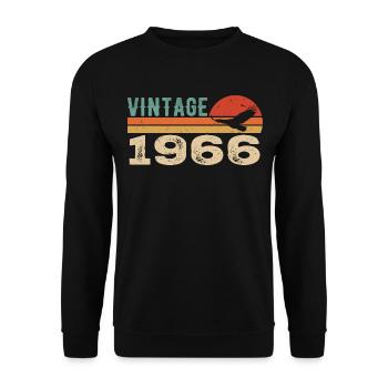Vintage 1966 Cadeau D'anniversaire 1966 Retro 1966 - Sweat-shirt Unisexe - noir - Devant - Alina (178cm) & Michal (187cm)