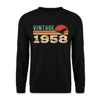 Vintage 1958 Cadeau D'anniversaire 1958 Retro 1958 - Sweat-shirt Unisexe - noir - Devant - Alina (178cm) & Michal (187cm)
