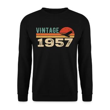 Vintage 1957 Retro 1957 Birthday Gift - Unisex Sweatshirt - black - Front - Alina (178cm) & Michal (187cm)