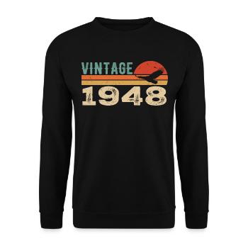 Vintage 1948 Cadeau D'anniversaire 1948 Retro 1948 - Sweat-shirt Unisexe - noir - Devant - Alina (178cm) & Michal (187cm)