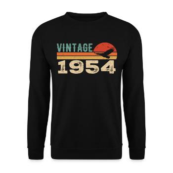 Vintage 1954 Retro 1954 Birthday Gift - Unisex Sweatshirt - black - Front - Alina (178cm) & Michal (187cm)