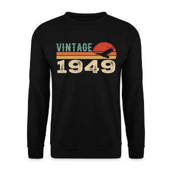 Vintage 1949 Cadeau D'anniversaire 1949 Retro 1949 - Sweat-shirt Unisexe - noir - Devant - Alina (178cm) & Michal (187cm)