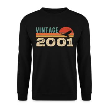 Vintage 2001 Cadeau D'anniversaire 2001 Retro 2001 - Sweat-shirt Unisexe - noir - Devant - Alina (178cm) & Michal (187cm)