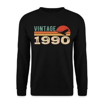 Jahrgang 1990er Geburtstagsgeschenk 1990er Retro 1990er Jahre - Unisex Pullover - Schwarz - Vorne - Alina (178cm) & Michal (187cm)