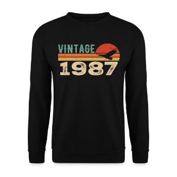 Vintage 1987 Cadeau D'anniversaire 1987 Retro 1987 - Sweat-shirt Unisexe - noir - Devant - Alina (178cm) & Michal (187cm)