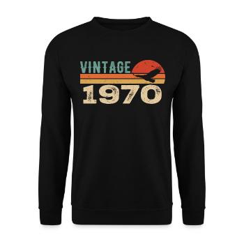 Vintage 1970 Cadeau D'anniversaire 1970 Retro 1970 - Sweat-shirt Unisexe - noir - Devant - Alina (178cm) & Michal (187cm)
